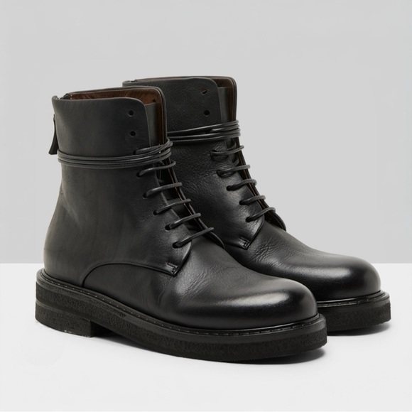 MARSELL PARRUCCA NABUCK LEATHER ZIPPED COMBAT BOOTS BOOTIES BLACK SIZE 6 NEW - Picture 8 of 16